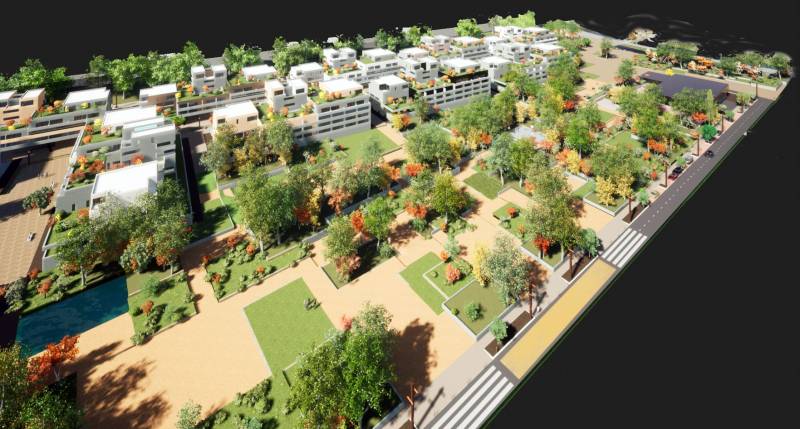 représentation  aérienne du parc urbain